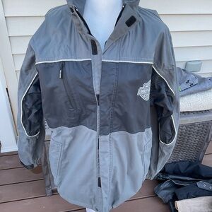 Men's Gray and Black Harley-Davidson Rain Suit.